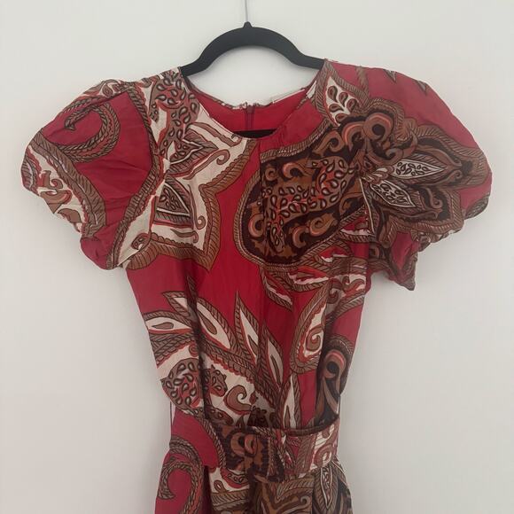 Farm Rio Leopard Paisley Mini Dress in Burgundy - Picture 3 of 7